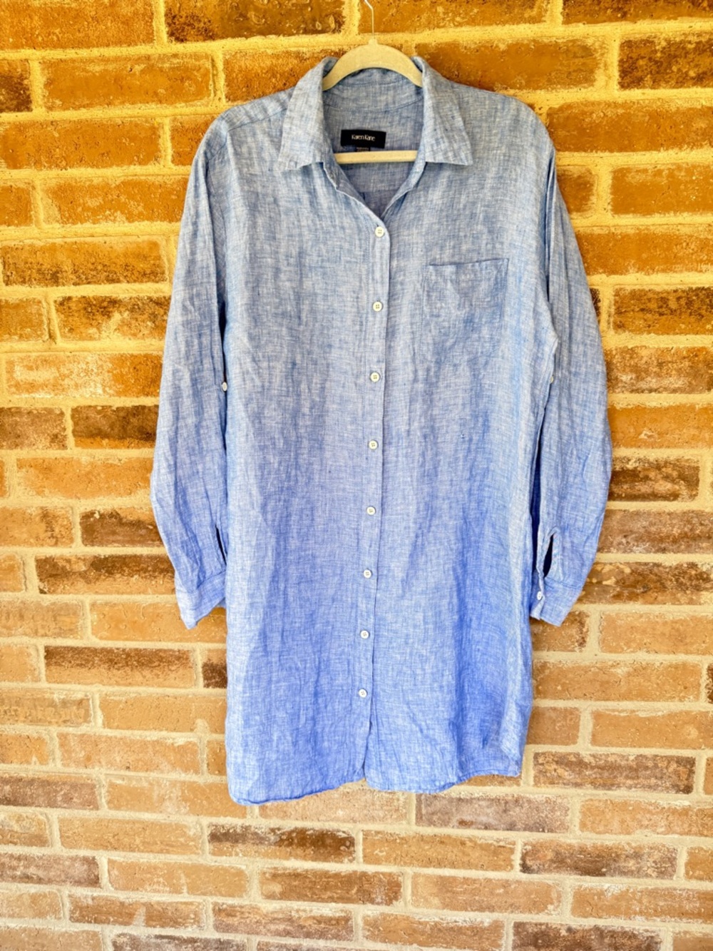 Karen Kane Chambray-Style Light Blue Button-Down Tunic